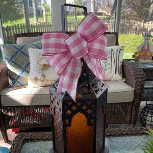 Basic Spring Pastel Pink Bow, Basic Spring or Easter Bow, Wreath Bow, Lantern Bow, Farmhouse Bow, Small Spring Bow, Buffalo Check Bow image 5