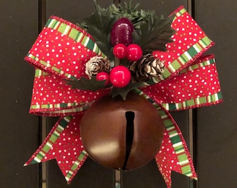 Cintre de poignée de porte de cloche de Noël; Poignée de porte Cloche de Noël, Cadeau d’hôtesse, Emballage de carte-cadeau, Cadeau d’enseignant, Décoration de porte de Noël