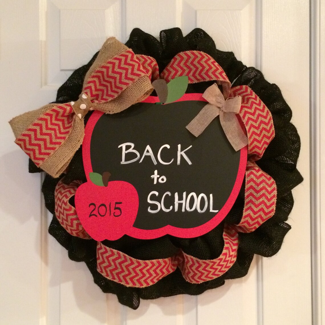 Chalkboard Apple Wreath, Back to School Wreath, Burlap Apple Wreath ...