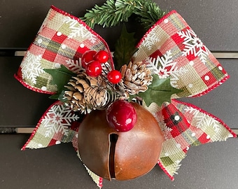 Cintre de poignée de porte de cloche de Noël; Poignée de porte Cloche de Noël, Cadeau d’hôtesse, Emballage de carte-cadeau, Cadeau d’enseignant, Décoration de porte de Noël