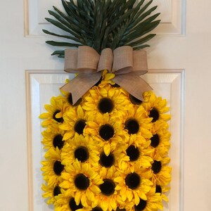 Pineapple Sunflower Wreath, Pineapple Wreath, Spring Wreath, Summer Wreath, Fruit Wreath, Aloha Wreath, Welcome Wreath, Hawaiian Wreath image 5