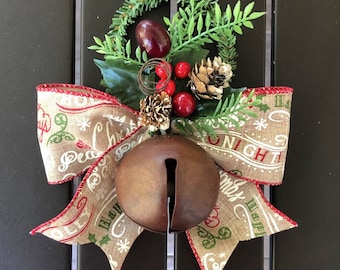 Cintre de poignée de porte de cloche de Noël; Poignée de porte Cloche de Noël, Cadeau d’hôtesse, Emballage de carte-cadeau, Cadeau d’enseignant, Décoration de porte de Noël