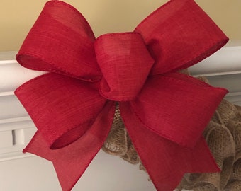 Lazo navideño rojo básico, lazo rojo liso, lazo de arpillera roja, lazo rojo básico, lazo rojo de granja, lazo de guirnalda, lazo de corona, lazo de lámpara, lazo de farol