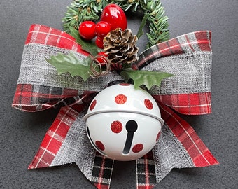 Farmhouse Christmas Jingle Bell Door Knob Hanger; Door Knob Christmas Bell, Hostess Gift, Gift Card Packaging, Teacher Gift, Christmas Decor