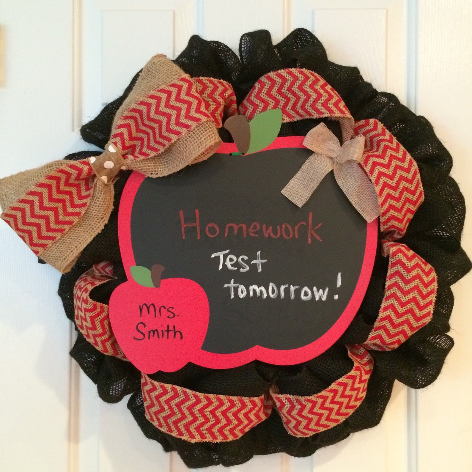 Chalkboard Apple Wreath, Back to School Wreath, Burlap Apple Wreath ...