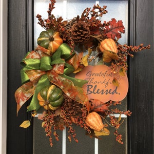 Fall Wreath, Pumpkin Wreath, Fall Floral Wreath, Door Decor, Harvest Wreath, Grapevine Wreath, Traditional Fall Wreath, Welcome Wreath