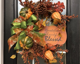 Herbstkranz, Kürbiskranz, Herbst Blumenkranz, Türdeko, Erntekranz, Weintraubenkranz, Traditioneller Herbstkranz, Willkommenskranz