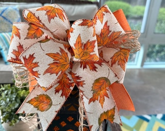 Fall Bow, Thanksgiving Bow, Thanksgiving Wreath Bow, Fall Wreath Bow, Bow for Fall Wreath or Garland, Lantern Bow, Farmhouse Bow