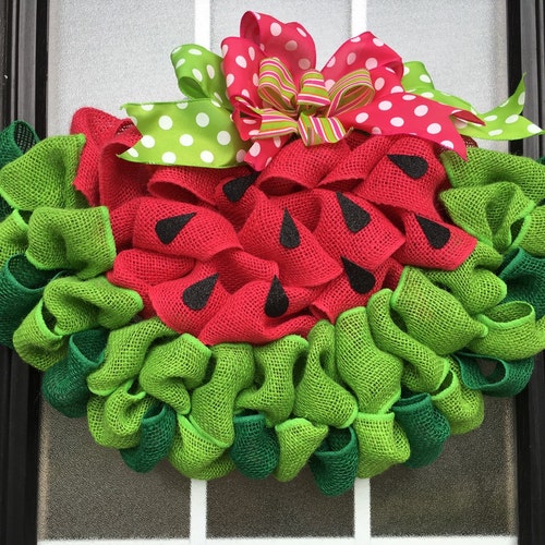Watermelon Wreath Watermelon Slice Door Hanger Made With Etsy