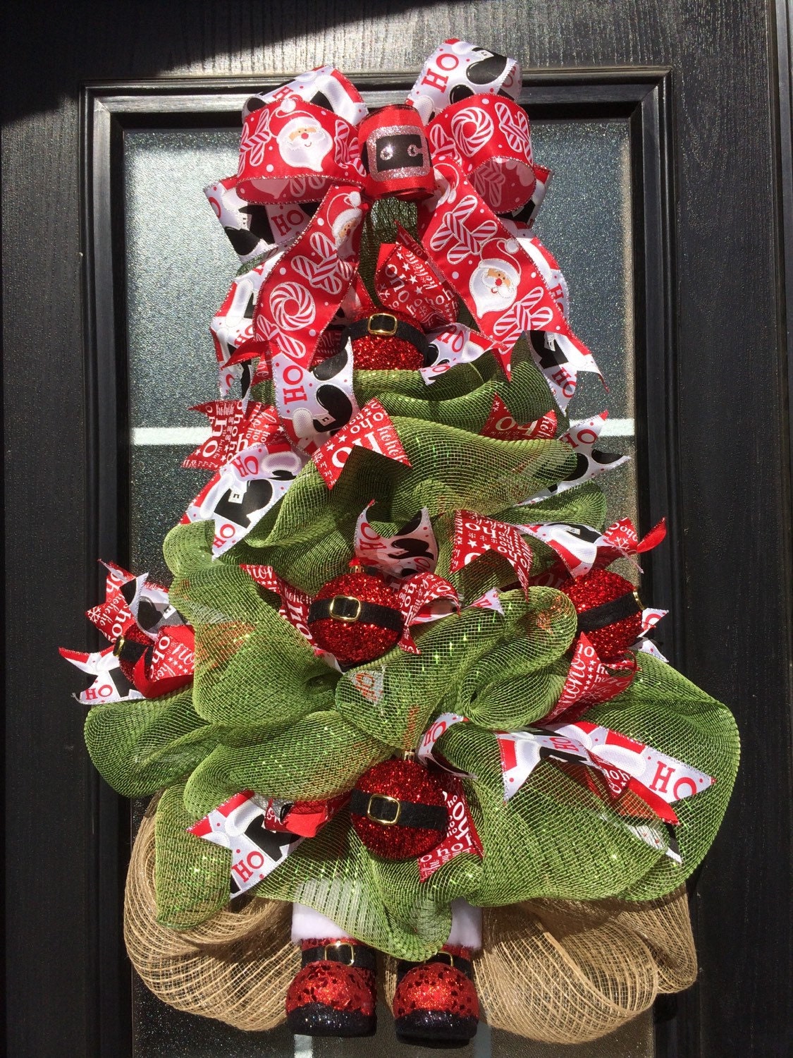Christmas Tree Wreath Santa Wreath Deco Mesh Santa Themed | Etsy