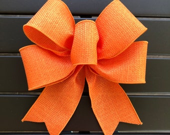 Basic Orange Burlap Bow, Basic Fall Bow, Orange Faux Burlap Girlande Schleife, Kranz Schleife, Laternenschleife, Bauernhaus Schleife