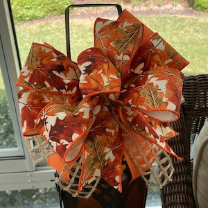 Fall Bow, Thanksgiving Bow, Thanksgiving Wreath Bow, Fall Wreath Bow, Bow for Fall Wreath or Garland, Lantern Bow, Farmhouse Bow
