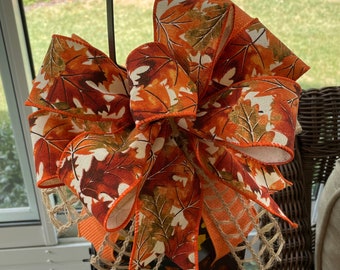 Herbst Schleife, Erntedank Schleife, Erntedank Schleife, Kranz Schleife, Schleife für Herbstkranz oder Girlande, Windlicht Schleife, Bauernhaus Schleife
