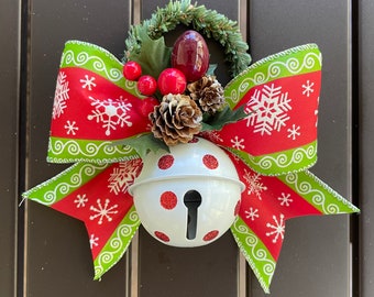 Suspension pour bouton de porte de Noël Jingle Bell ; Bouton de porte Cloche de Noël, Cadeau pour hôtesse, Emballage de carte-cadeau, Cadeau pour enseignant, Décoration de porte de Noël
