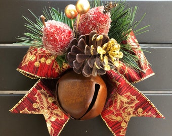 Suspension pour bouton de porte de Noël Jingle Bell ; Bouton de porte Cloche de Noël, Cadeau pour hôtesse, Emballage de carte-cadeau, Cadeau pour enseignant, Décoration de porte de Noël