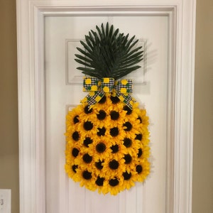 Pineapple Sunflower Wreath, Pineapple Wreath, Spring Wreath, Summer Wreath, Fruit Wreath, Aloha Wreath, Welcome Wreath, Hawaiian Wreath image 1