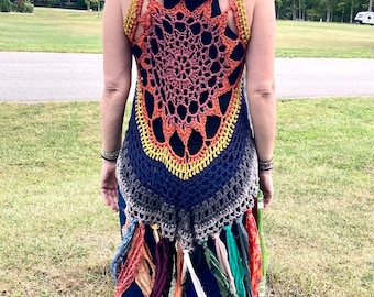 Crochet Fae Forest Festival Hippie Boho Vest