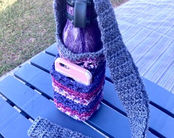 Crochet Water Bottle with Phone Pocket Sling