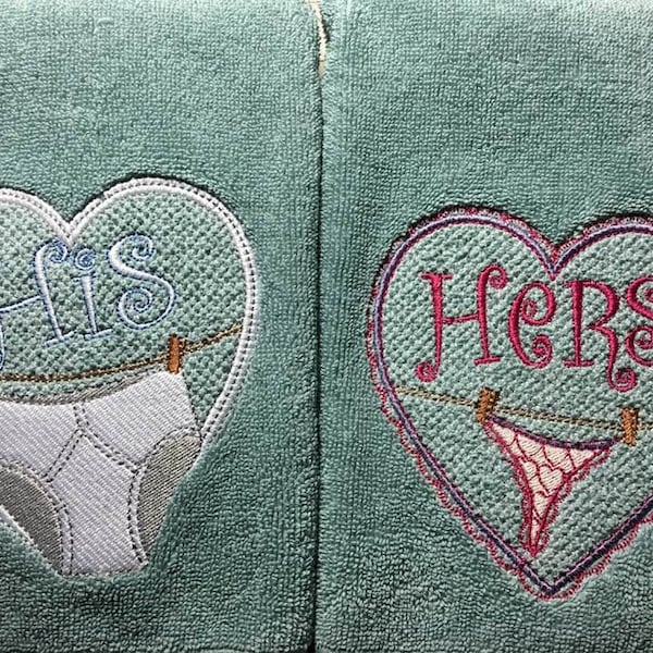 3 Design Set - Underwear LOVE and His/Hers designs with KNOCK-DOWN stitch for Machine Embroidery