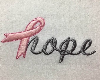HOPE Cancer Awareness Machine Embroidery Design in Two Sizes 4x4" and 5x7"