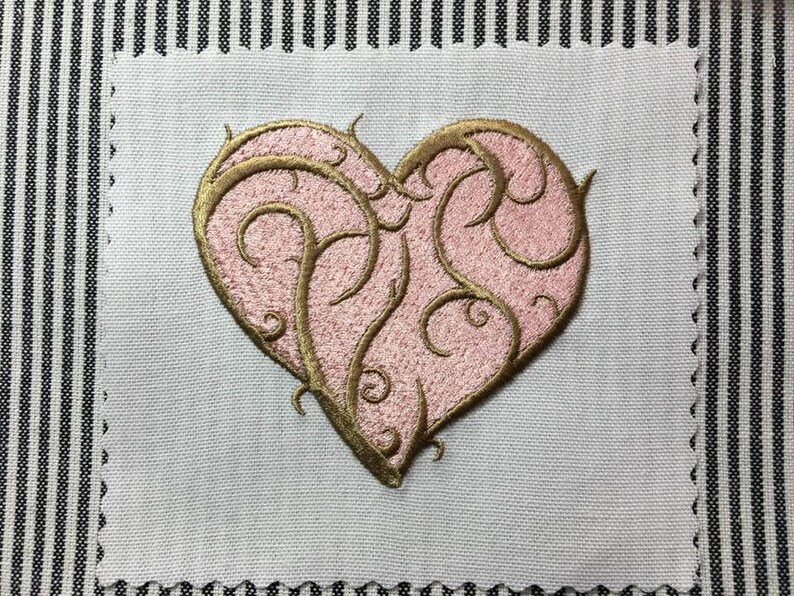 Thorn/vine Heart Machine Embroidery Design for 4x4 Hoop Etsy
