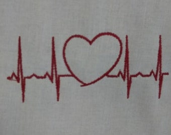 HeartBeat Quick-to-Stitch design for Machine Embroidery 4x4" and 5x7" hoops in popular formats