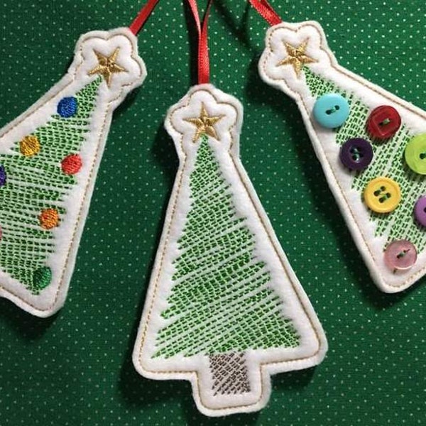 SCRIBBLE Christmas Tree Ornament for 4x4" Machine Embroidery Hoop