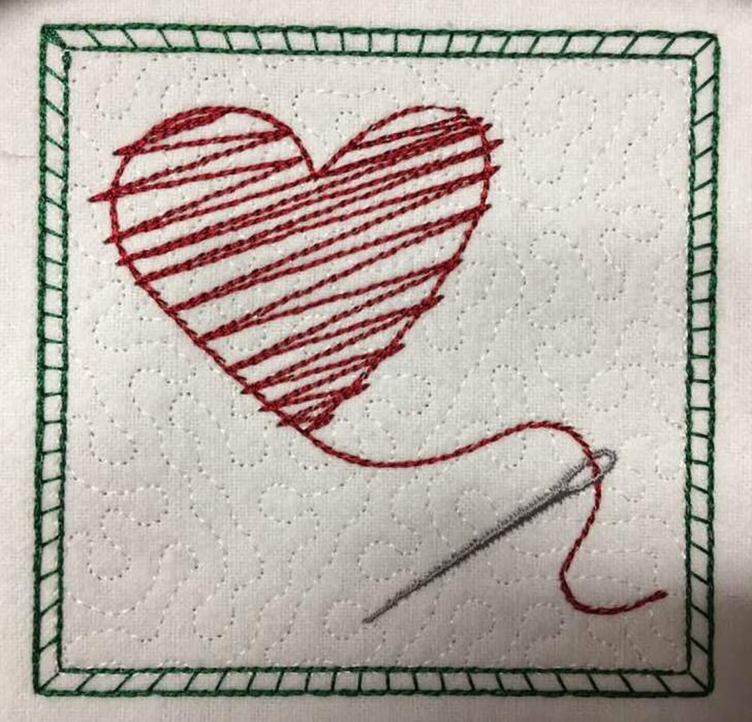 Scribbling Thread Scribble-styled Thread Heart Design for Machine Embroidery With and ...
