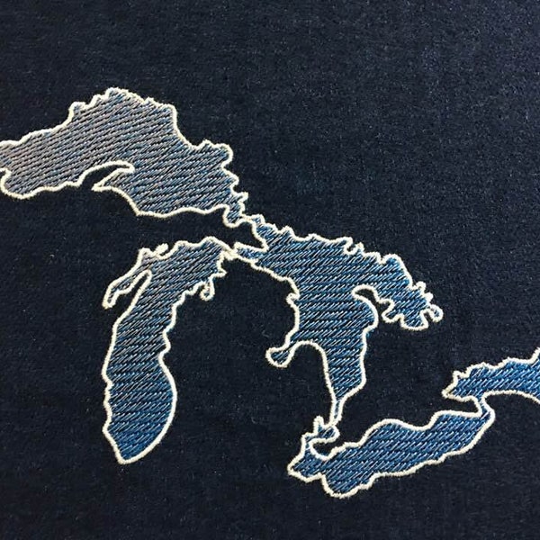 GREAT LAKES/Michigan Design for Machine Embroidery 4x4" in popular formats