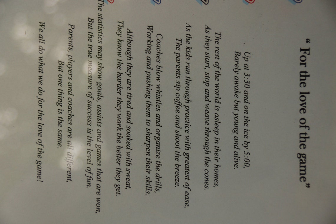 Hockey Poem for the Love of the Game Etsy