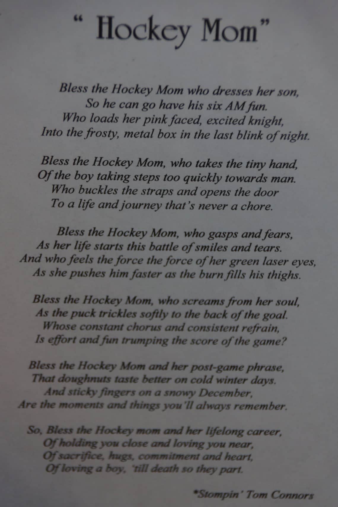 Hockey Mom Poem Framed in Hockey Sticks Etsy Canada