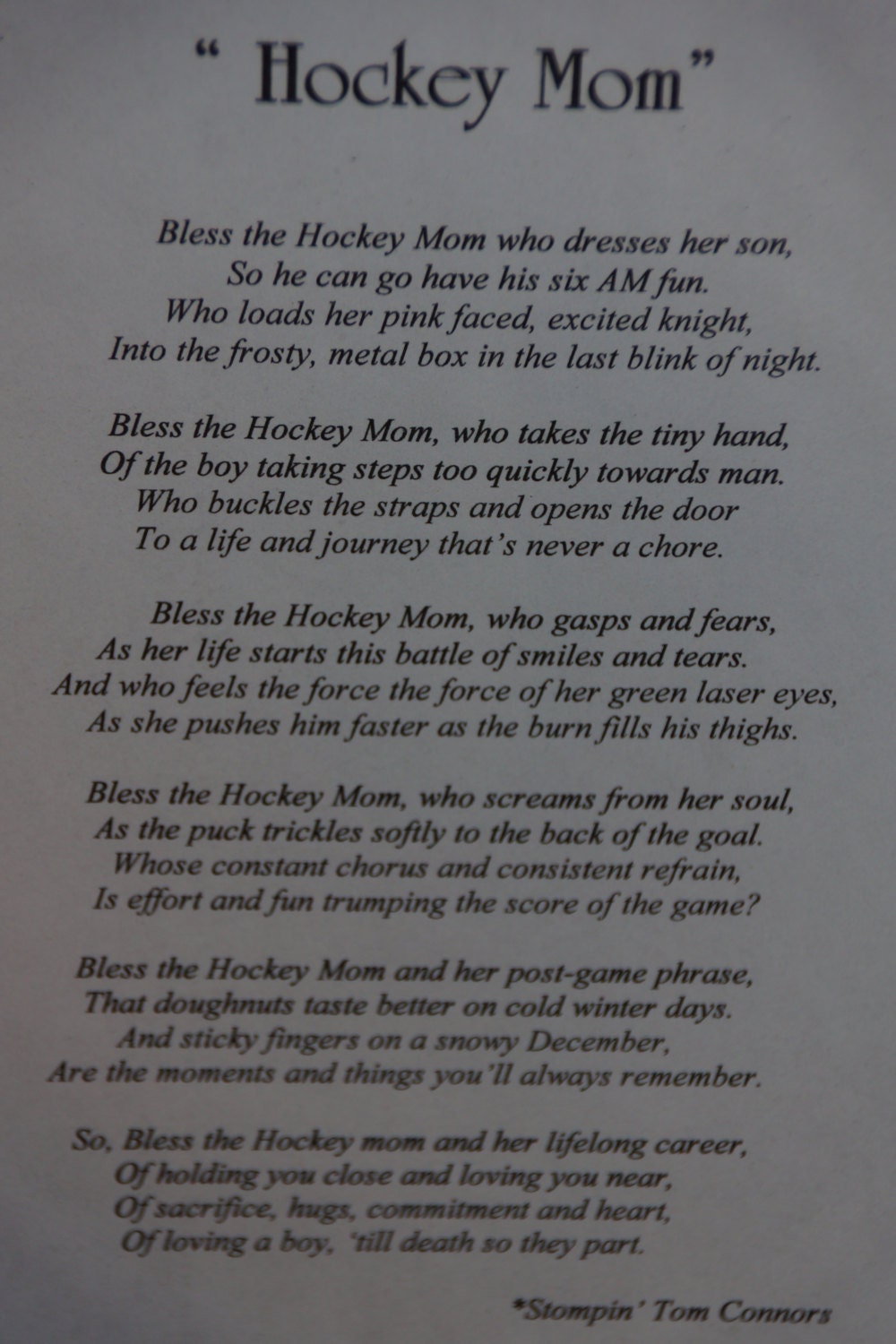 Hockey Mom Poem Framed in hockey sticks | Etsy