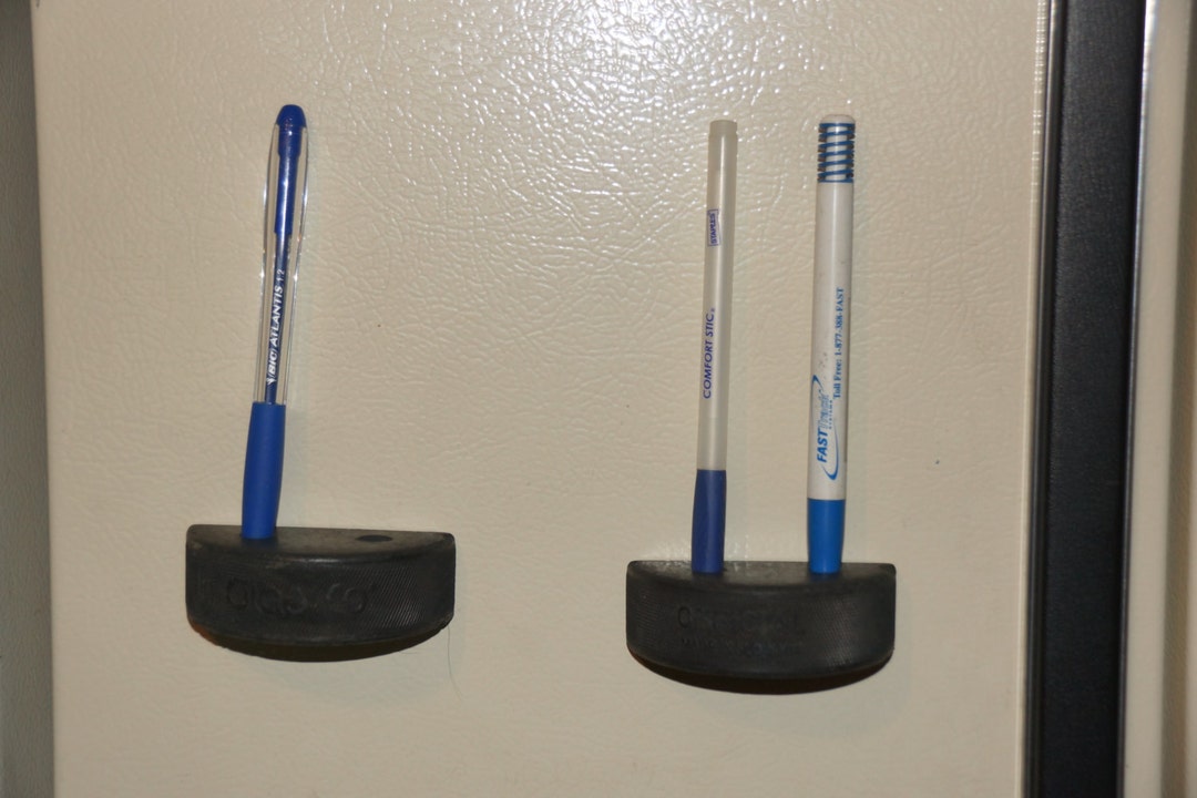 Hockey Puck Magnet Pen, Pencil, Toothbrush Holder - Etsy
