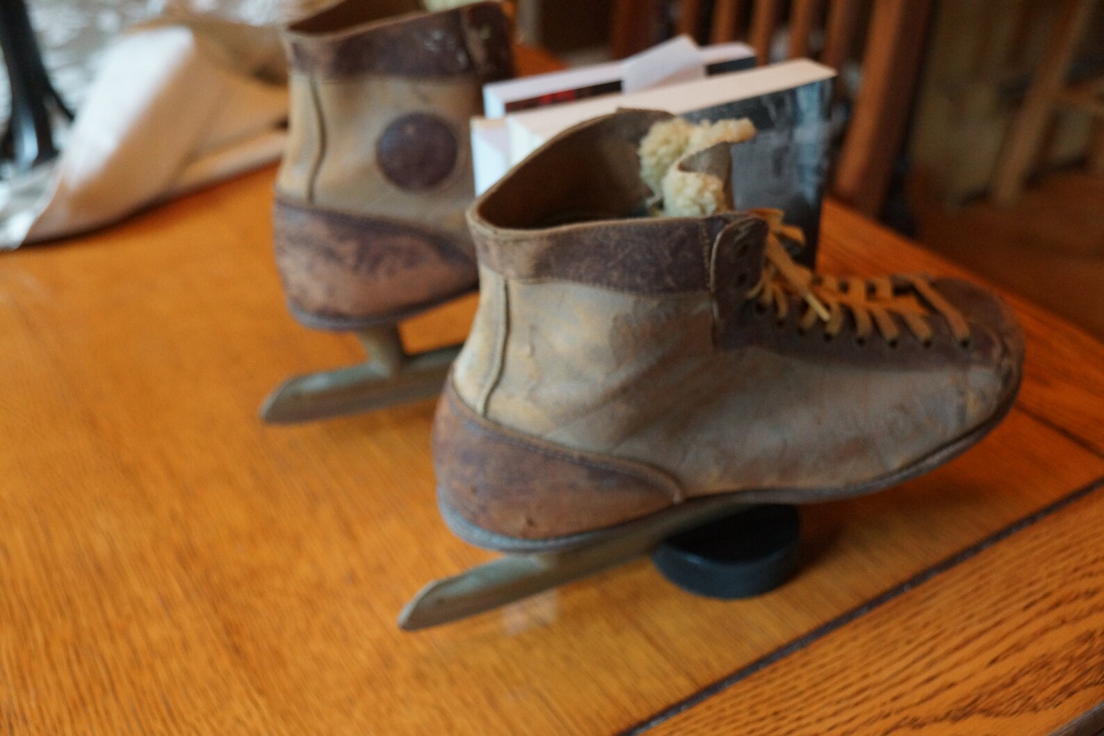 Vintage Leather Hockey Skates Book Ends Etsy