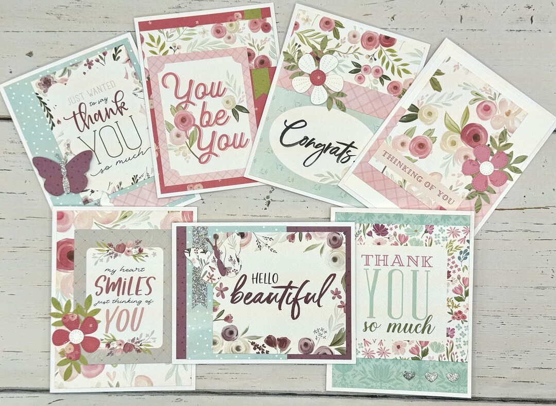 Set of 7 All Occasions Cards- COMPLETED Card Pack- Handmade Cards- Card ...