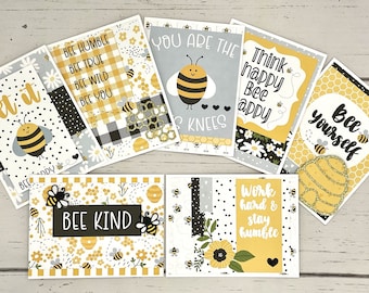 Set of 7 Encouragement Cards- Bee Happy Completed Cards #1- Variety Card Pack- Inspirational Cards