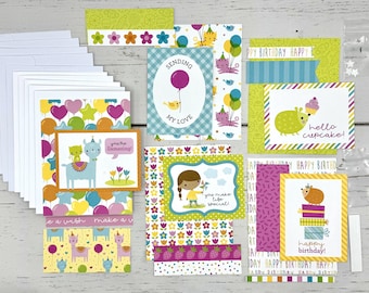 Birthday Card Making Kit- 5 Card Variety Pack DIY Kit- Make your own Greeting Cards! Hey Cupcake #2