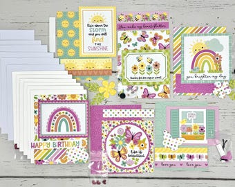 All Occasions Card Making Kit #1- 6 Card DIY Kit- All Ages Card Kit- Make your own Cards! Butterfly Kisses Collection #1