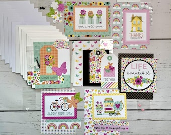 All Occasions Card Making Kit #2- 7 Card DIY Kit- All Ages Card Kit- Make your own Cards! Hello Again Collection #2