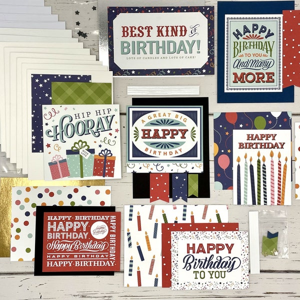 Masculine Birthday Card Making Kit #2- 7 Card DIY Kit- Make your own Birthday Cards!