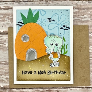 Squidward Handmade Birthday Card! Spongebob Birthday Card