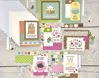 All Occasions Card Making Kit- 7 Card DIY Kit- All Ages Card Kit- Make your own Cards! Cat Lovers Kit #3