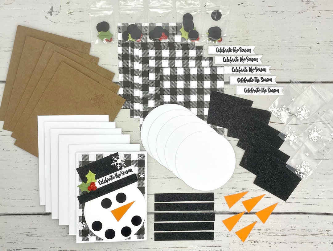Christmas Snowman Card Making Kit- 5 Card DIY Kit- Holiday Card Kit ...