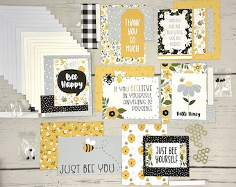 Bee Happy Inspirational Card Making Kit #2- 7 Card DIY Kit- All Ages Card Kit- Make your own Cards! Friendship/Encouragement Card Kit