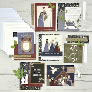 Religious Card Making Kit- Christmas Card Making Kit- 7 Card Variety Pack DIY Kit- Make your own Adorable Holiday Cards! Silent Night