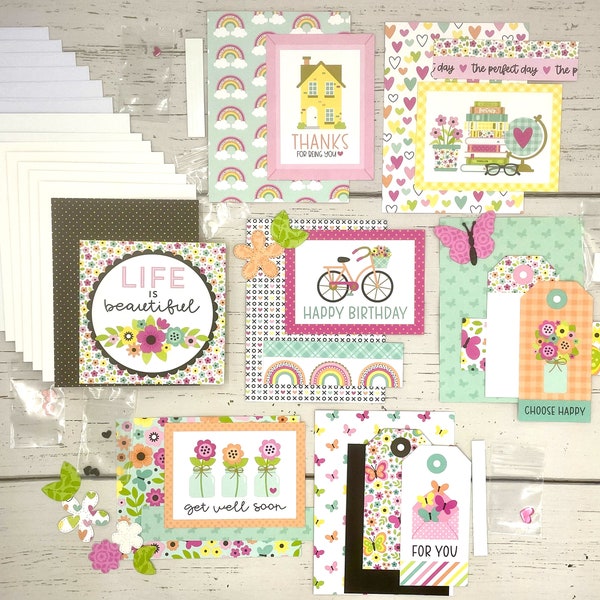 All Occasions Card Making Kit #2- 7 Card DIY Kit- All Ages Card Kit- Make your own Cards! Hello Again Collection #2