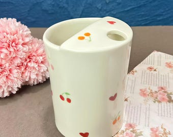 Colorful Cherry Love Travel Mug, Handmade Pottery Mug, To Go Ceramic Tumbler, Hand-painted Sip Mug,Coffee Cup Sip Mug,Birthday Gift