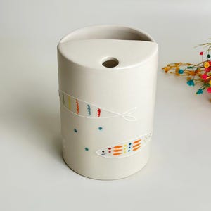 Cute Colorful Fish Travel Mug,Sardine Handmade Pottery Mug, To Go Ceramic Tumbler, Hand-painted Sip Mug,Coffee Cup Sip Mug,Birthday Gift