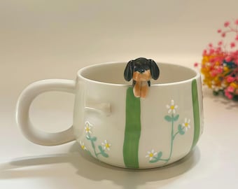 Benutzerdefinierte Daisy Pet Keramikbecher: Handgemachtes Blumengeschenk für Haustiere
