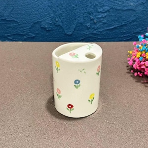 Colorful Tulip Flowers Travel Mug, Handmade Pottery Mug, To Go Ceramic Tumbler, Hand-painted Sip Mug,Coffee Cup Sip Mug,Birthday Gift